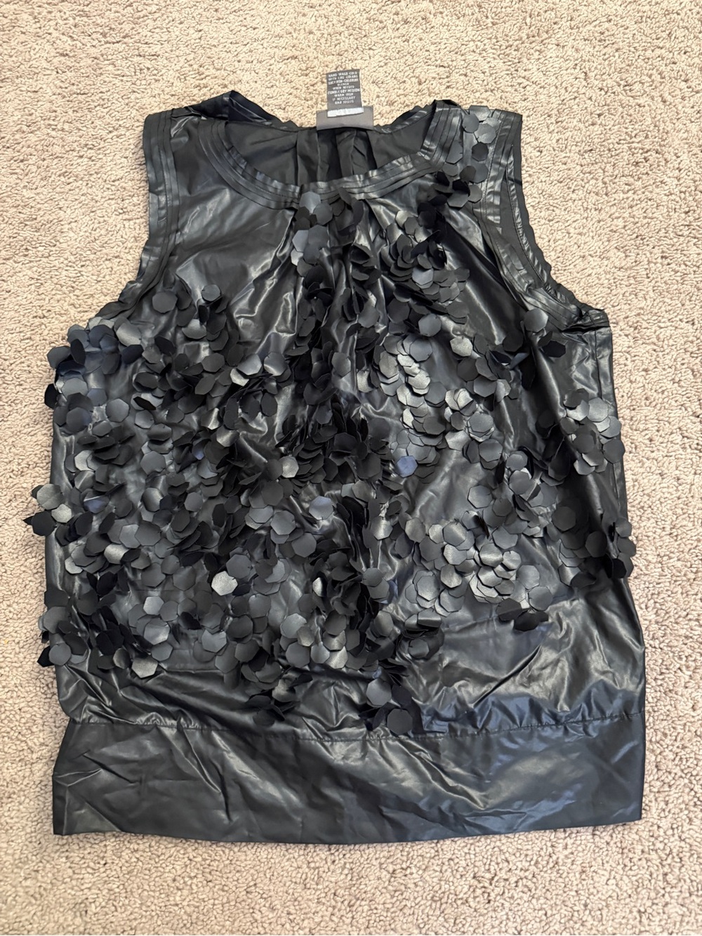 Kenar Faux-Leather Tank Top Women size Medium Black Geometric Sleeveless Top